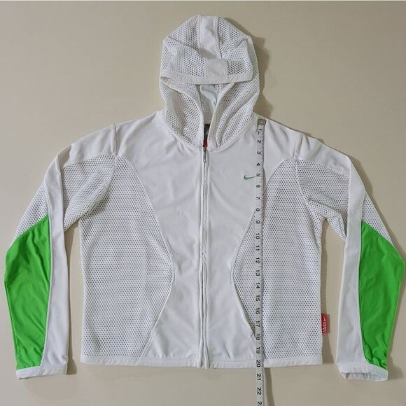 Nike Women's White Dri-FIT Mesh Hoodie - Picture 4 of 13